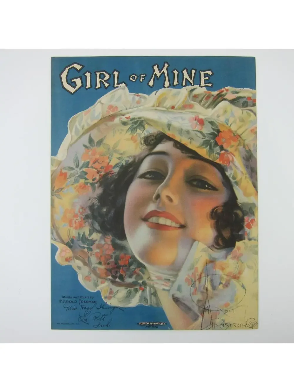 Girl of Mine Sheet Music by Harold Freeman Rolf Armstrong Cover Art Antique 1919